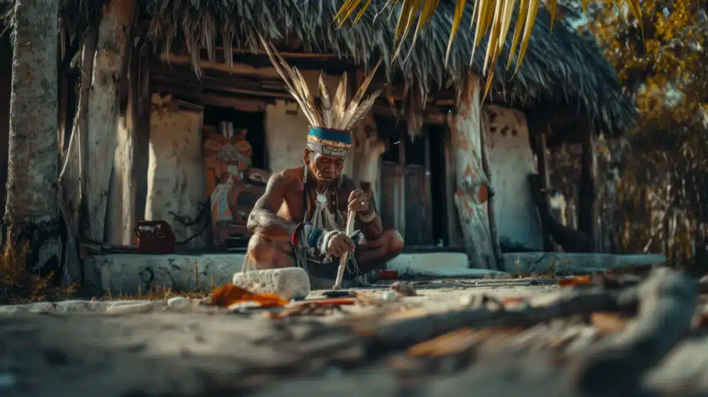 view warrior leader from ancient maya inca empire